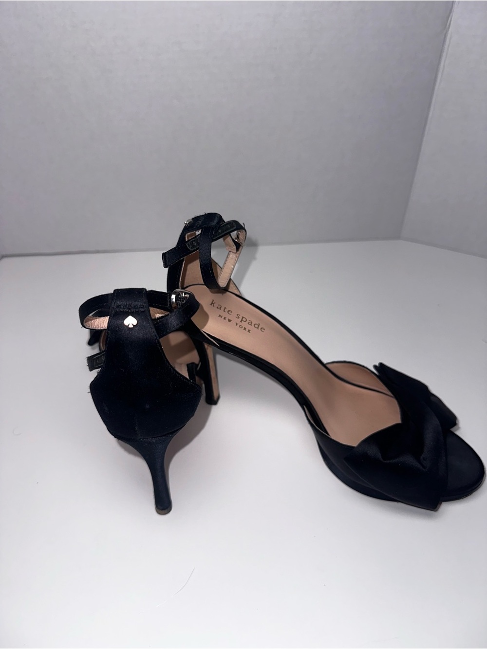 kate spade Black Satin Bow Ankle-Strap Sandals - Picture 2 of 5